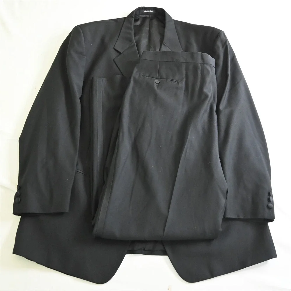 Vito Rufolo 52L X-Long 44x32‎ Black 100% Wool Italy Mens Formal Prom Tuxedo Tux